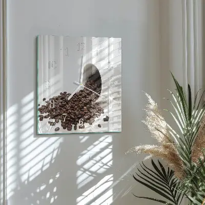Vierkante glas klok Een kopje koffie