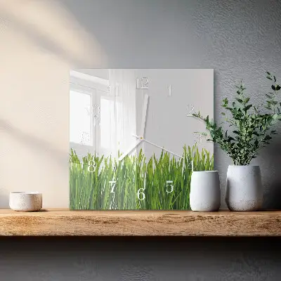 Vierkante glas klok Gras