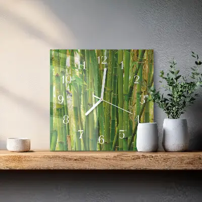 Vierkante glazen wandklok Bamboe
