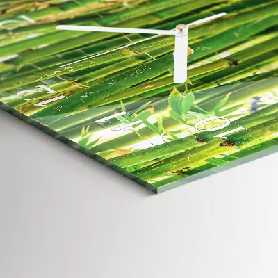 Vierkante glazen wandklok Bamboe