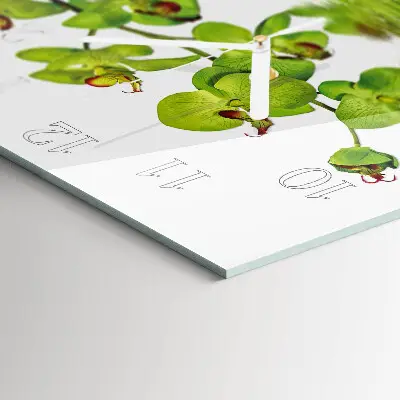 Vierkante glazen klok Orchidee