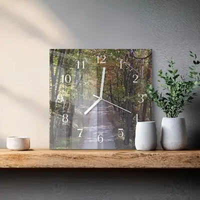 Moderne wandklok glas vierkant Bospad