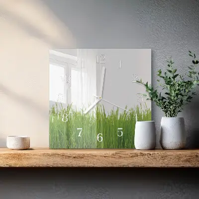 Vierkante glas klok Bloemkunst