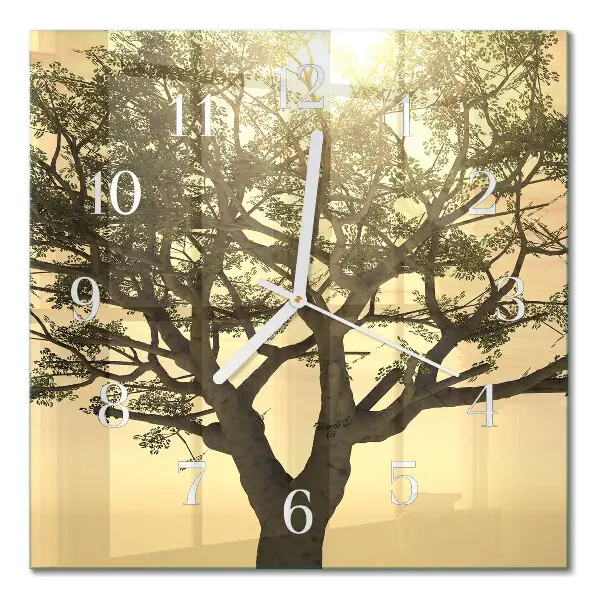 Decoratieve glazen klok vierkant Boom