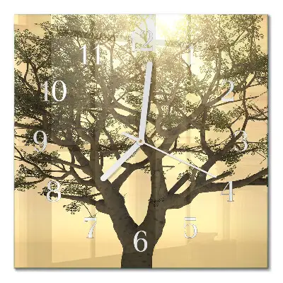 Decoratieve glazen klok vierkant Boom