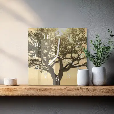 Decoratieve glazen klok vierkant Boom