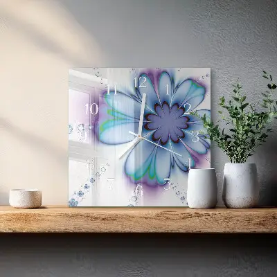 Decoratieve glazen klok vierkant Bloem