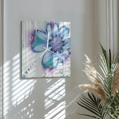 Decoratieve glazen klok vierkant Bloem