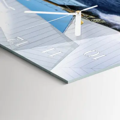 Moderne wandklok glas vierkant Zeilboot