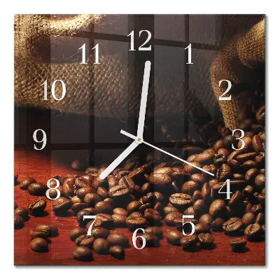 Decoratieve glazen klok vierkant Koffiebonen