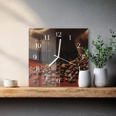 Decoratieve glazen klok vierkant Koffiebonen
