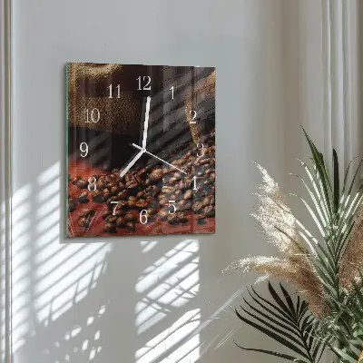 Decoratieve glazen klok vierkant Koffiebonen