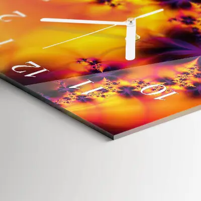 Vierkante glazen wandklok Bloemen