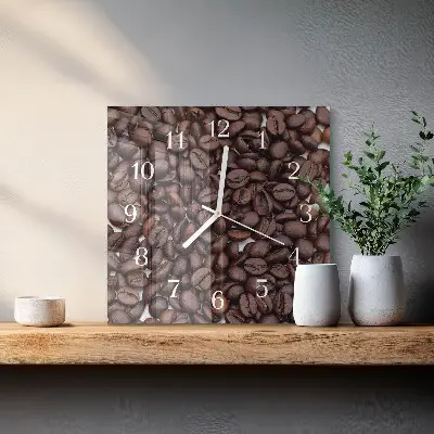 Vierkante glas klok Koffiebonen