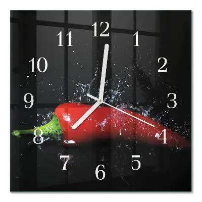 Decoratieve glazen klok vierkant Chilipepers