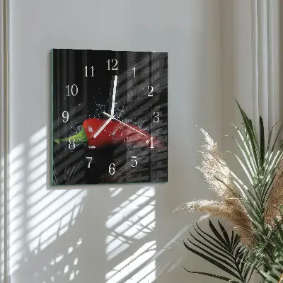 Decoratieve glazen klok vierkant Chilipepers