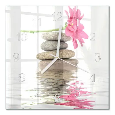 Moderne wandklok glas vierkant Stenen