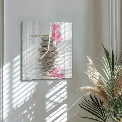Moderne wandklok glas vierkant Stenen