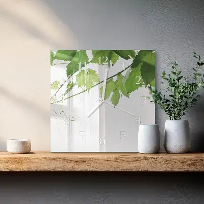 Decoratieve glazen klok vierkant Bladeren