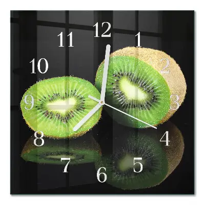 Vierkante glazen klok Kiwi
