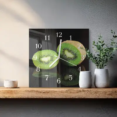Vierkante glazen klok Kiwi