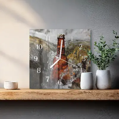 Decoratieve glazen klok vierkant Bier