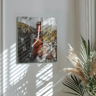 Decoratieve glazen klok vierkant Bier