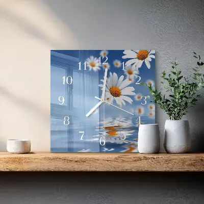 Vierkante glazen klok Bloem