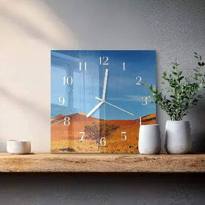 Vierkante glas klok Woestijn