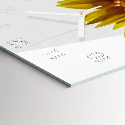 Vierkante glazen wandklok Bloem