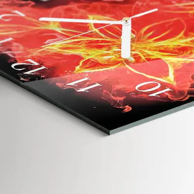 Moderne wandklok glas vierkant Vuurbloem