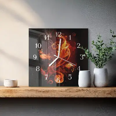 Vierkante glas klok Vuurbloem