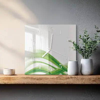 Vierkante glazen klok Abstracte golf