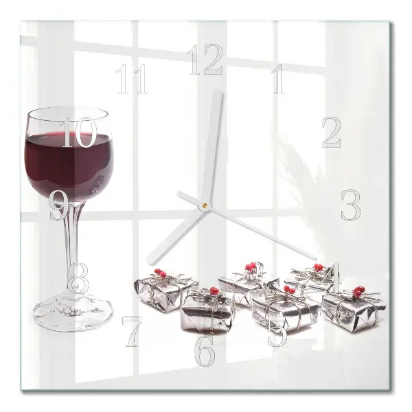 Moderne wandklok glas vierkant Een glas wijn