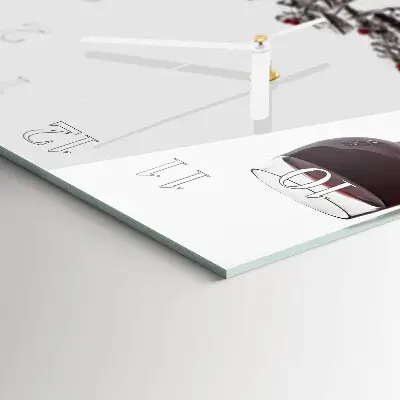 Moderne wandklok glas vierkant Een glas wijn
