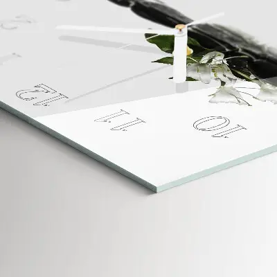 Vierkante glazen wandklok Zen-stenen