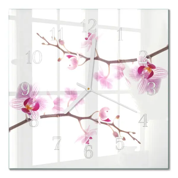 Decoratieve glazen klok vierkant Orchidee