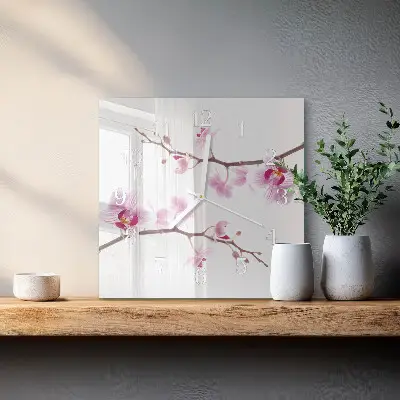 Decoratieve glazen klok vierkant Orchidee