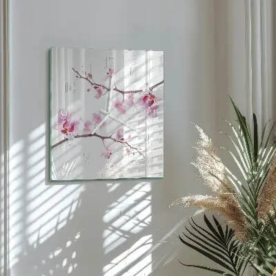 Decoratieve glazen klok vierkant Orchidee