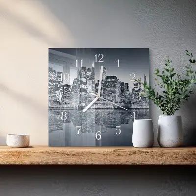 Vierkante glazen wandklok Horizon