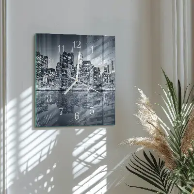 Vierkante glazen wandklok Horizon