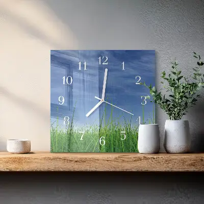Decoratieve glazen klok vierkant Gras