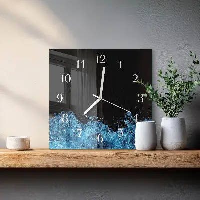 Moderne wandklok glas vierkant Water