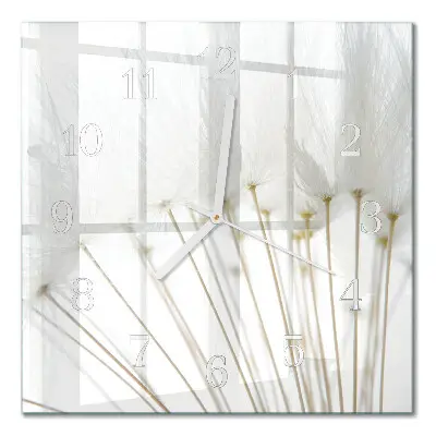 Moderne wandklok glas vierkant Paardebloem