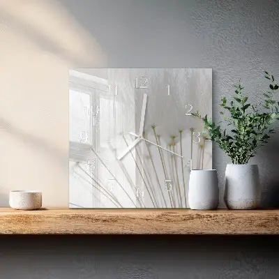Moderne wandklok glas vierkant Paardebloem