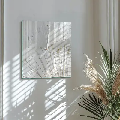 Moderne wandklok glas vierkant Paardebloem