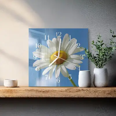 Moderne wandklok glas vierkant Bloem