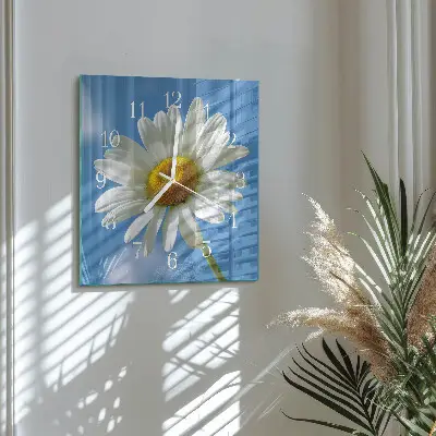 Moderne wandklok glas vierkant Bloem