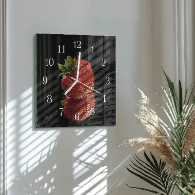 Vierkante glas klok Aardbei