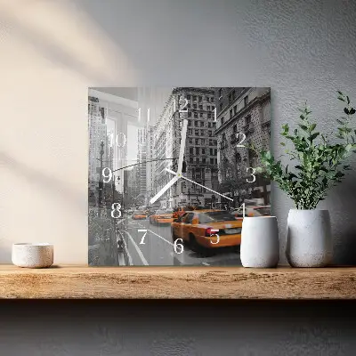 Decoratieve glazen klok vierkant New yorkse taxi